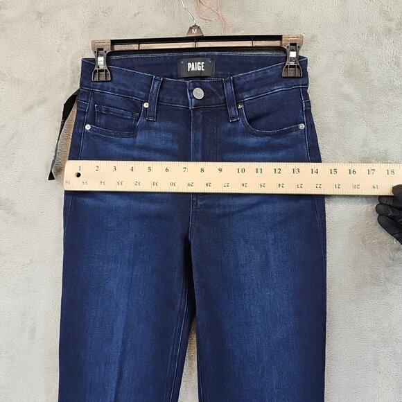 PAIGE Laurel Canyon High Rise Flare Jeans in Manifesto Womens Size 24 Dark Blue - Picture 13 of 16